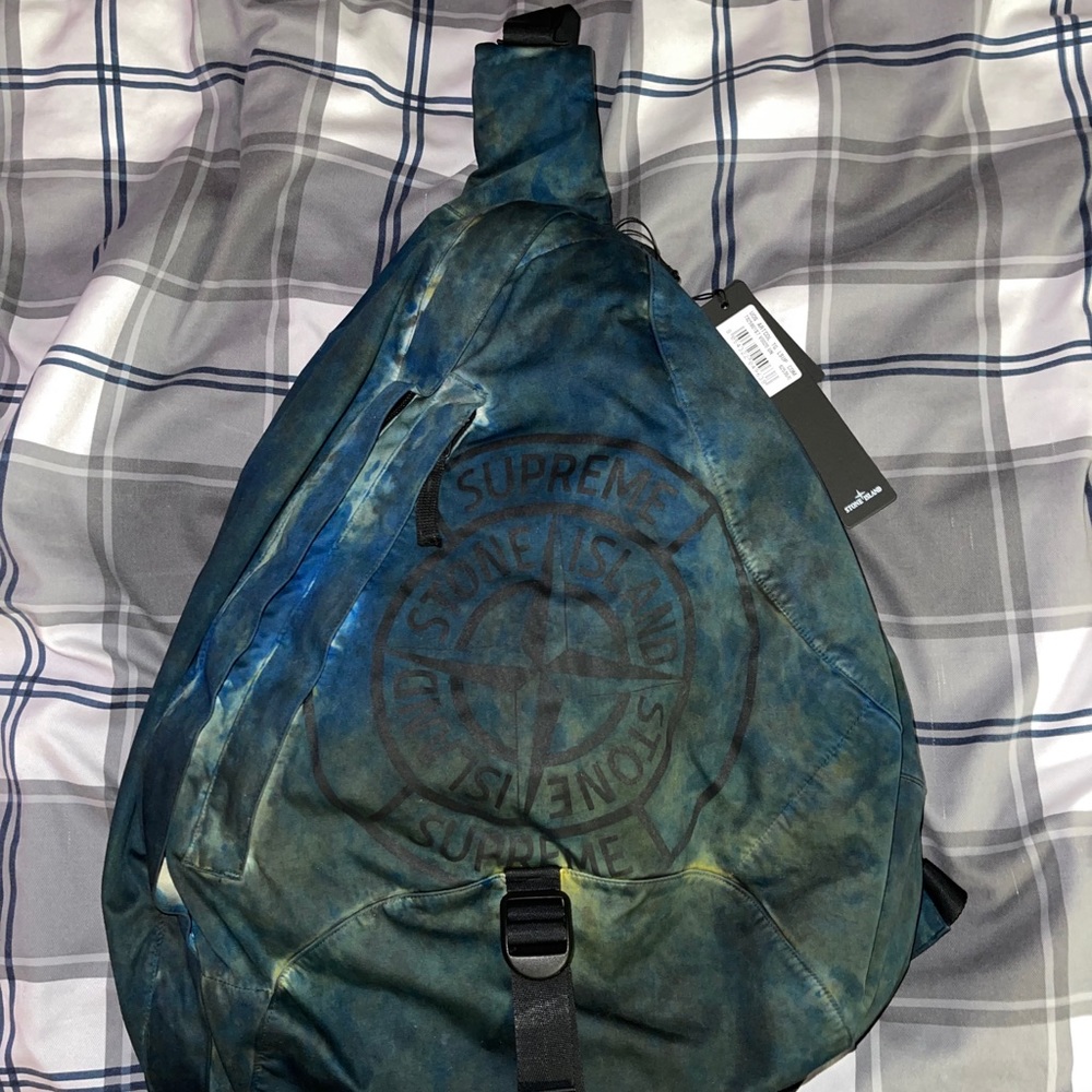 Supreme x Stone Island nylon shoulder bag teal